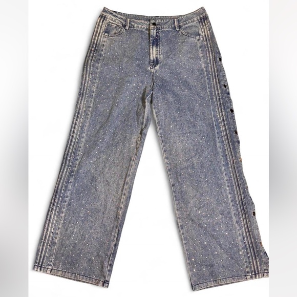 n/a Denim - Women's Wide Leg Blue Denim Jeans